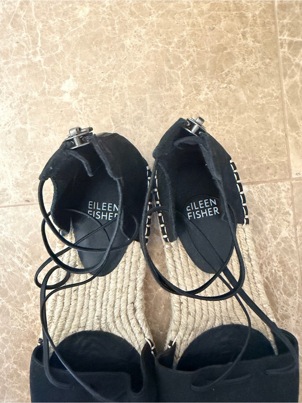Eileen Fisher Black Suede Espadrille Flats - Picture 3 of 3